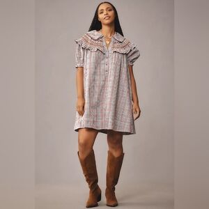 Anthropologie Plaid Mini Dress - Red and White